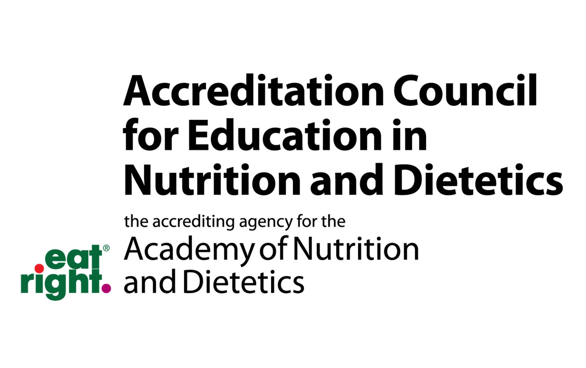 Logo for the Accreditation Council for Education in Nutrition and Dietetics, the accrediting agency for the Academy of Nutrition and Dietetics